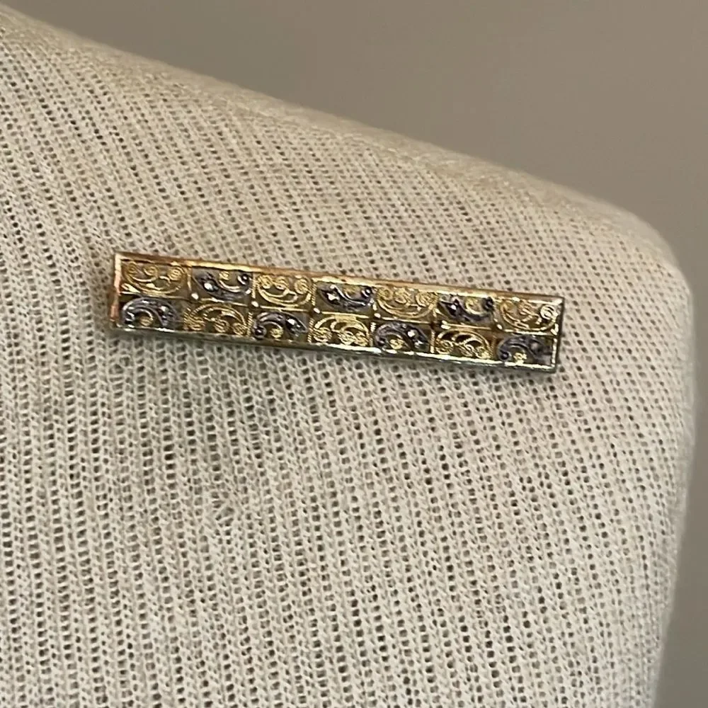 Vintage Alice Caviness Sterling and Marcasite Filigree Bar Pin